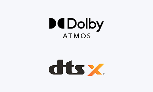 Dolby Atmos®, DTS:X® logos