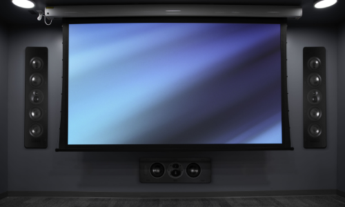 Home Theater Screen with Episode Theater Speakers on each side