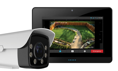 Bullet camera with tablet displaying camera view