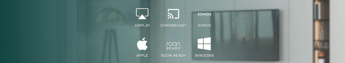 Streaming icons - airplay, chromecast, sonos, apple, roon ready, windows