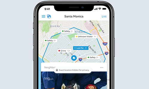 Ring app showing neighborhood map