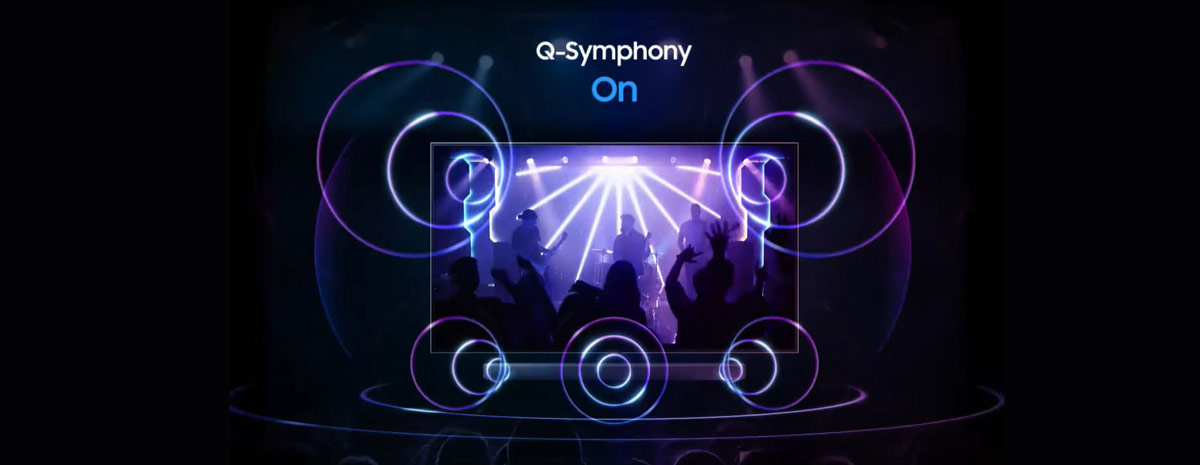 Only sound from the Soundbar Is activated when Q-Symphony is off. Sound from both the TV and Soundbar is activated together when Q-Symphony is on