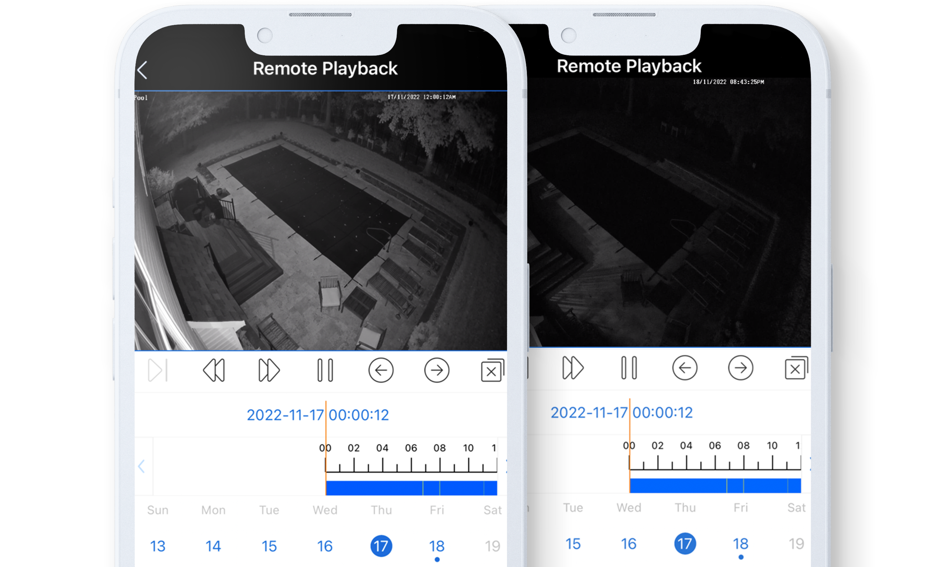 Luma View app screen shots of IR capabilities