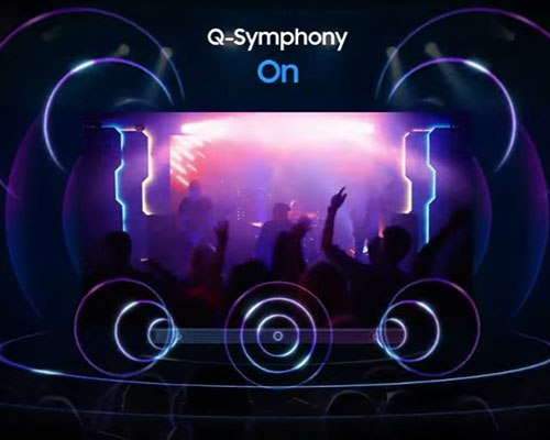 Only sound from the Soundbar was activated when Q-Symphony was off, but sound from both the TV and Soundbar turned on when Q-Symphony turned on.