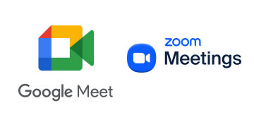 Zoom and google meet logos