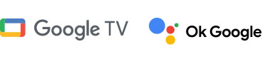 Logos of Google TV and OK Google
