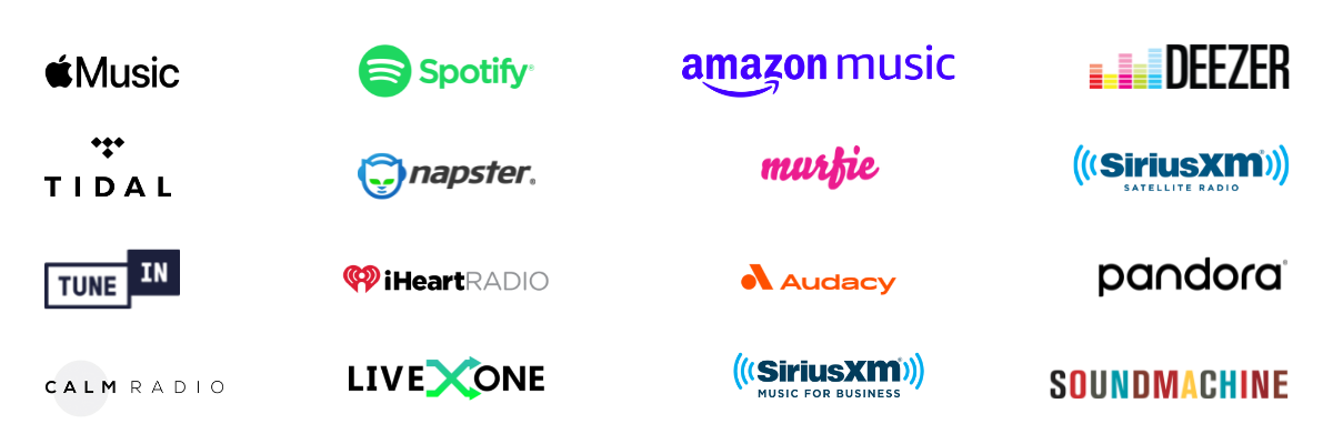 Image of streaming services that eAudioCast works with