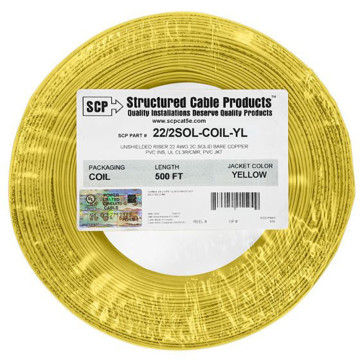Picture of SCP 2 COND, 22 AWG SOLID COPPER, (C)UL FT4 PVC, SECURITY ALARM CABLE - YELLOW - 500 FT COIL PACK