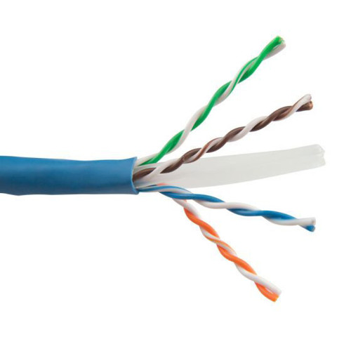 Picture of SCP CAT6 - 550 MHZ, 23 AWG SOLID COPPER, 4PR, UTP, (C)UL FT4, IN/OUTDR PVC JKT - BLUE - 1000FT BOX