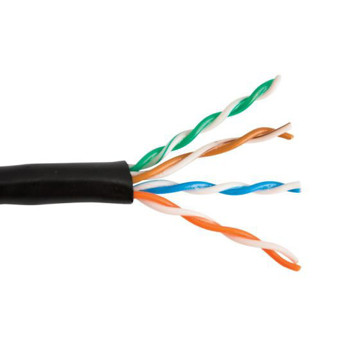Picture of SCP CAT5E 350 MHZ, 24 AWG SOLID BARE COPPER, 4PR UTP, DIRECT BURIAL LLDPE JKT - BLACK - 1000FT SPOOL