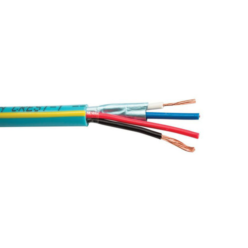 Picture of CREST BUS CABLE 2C/22 AWG STRANDED, AL FOIL SHIELD W/DRAIN +2C/18 AWG CM, TEAL W/YELLOW STRIPE-1000
