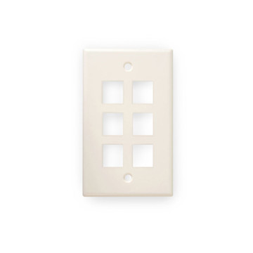 Picture of WIREPATH - 6-PORT KEYSTONE WALL PLATE - LIGHT ALMOND