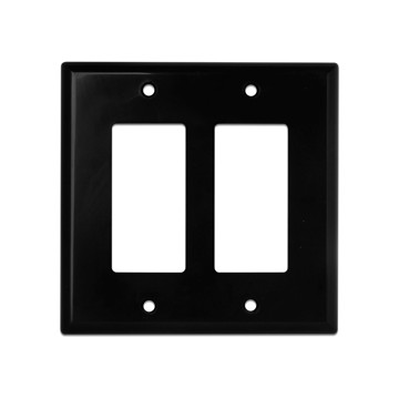 Picture of WIREPATH - MIDI DECORATIVE DOUBLE GANG WALL PLATE - BLACK